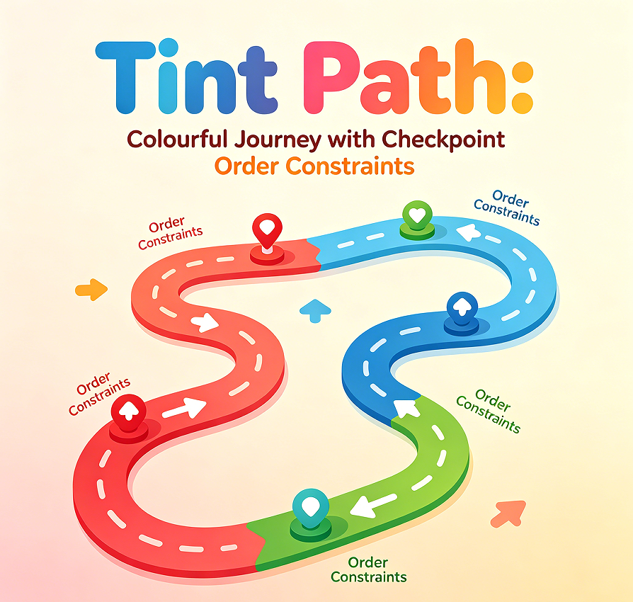 Tint Path: Colourful Journey with Checkpoint Order Constraints